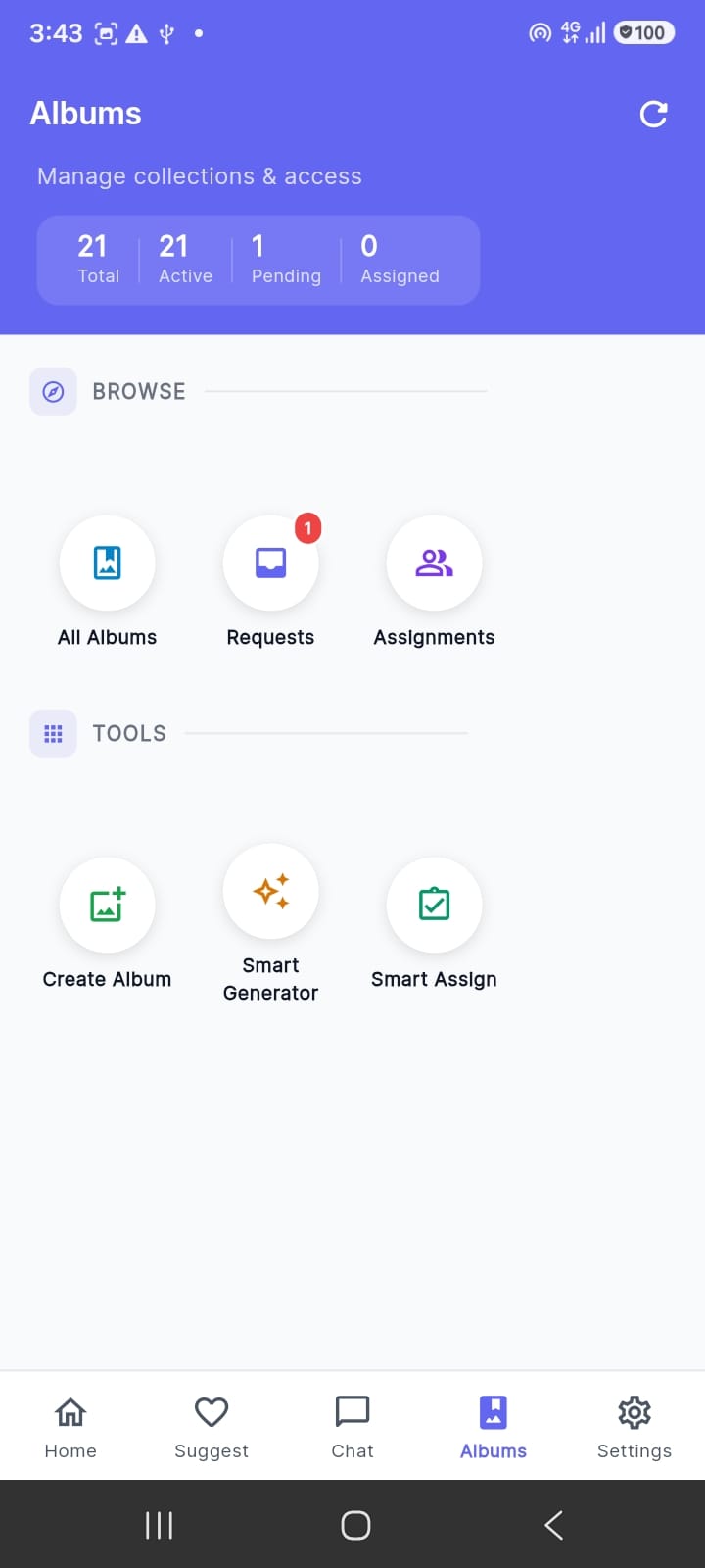 Matchdiary Business App — Album System